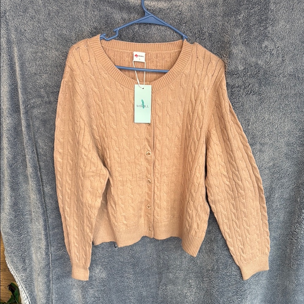 Amazon Tan Cardigan Sweater Cozy Cable Knit